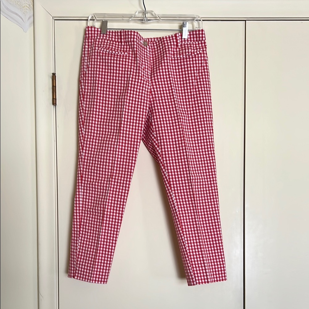 Ann Taylor Red and White Checkered Chinos